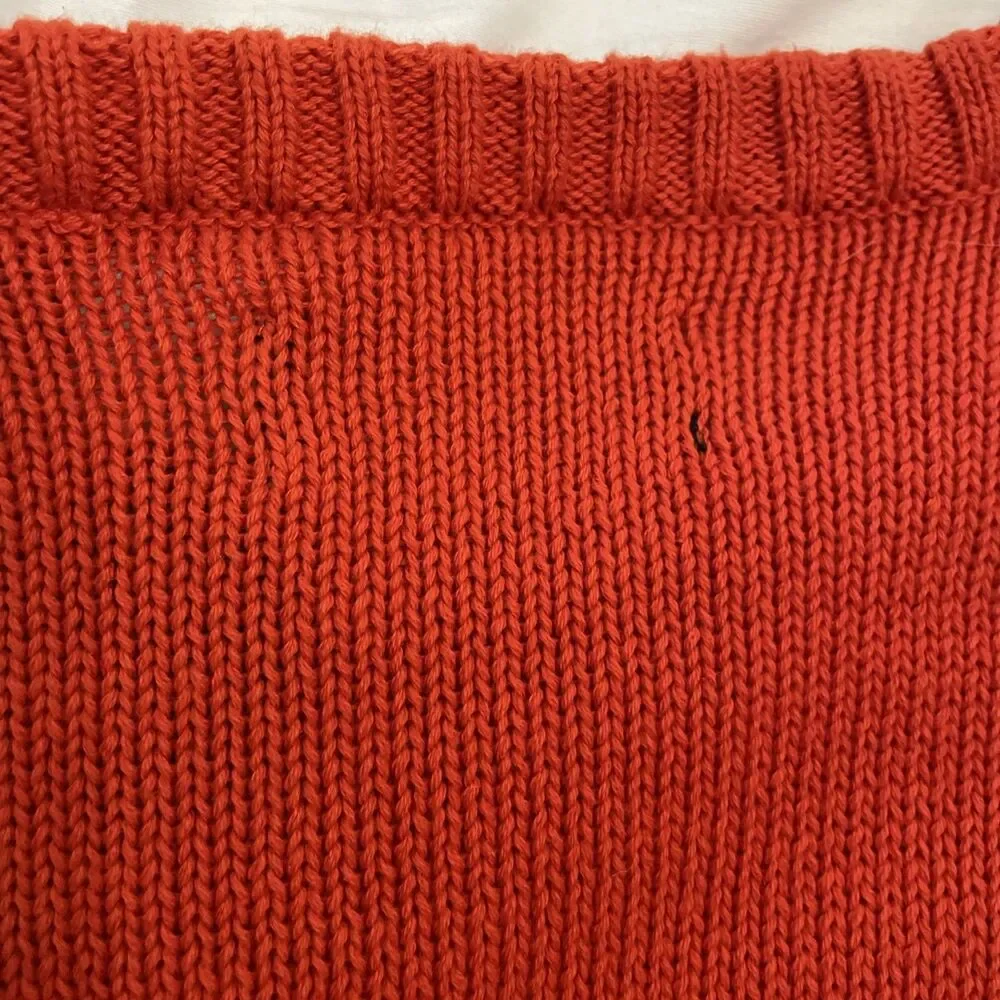 Chaps Orange Cotton Crew Neck Knit Sweater Mens Size Large  NEW